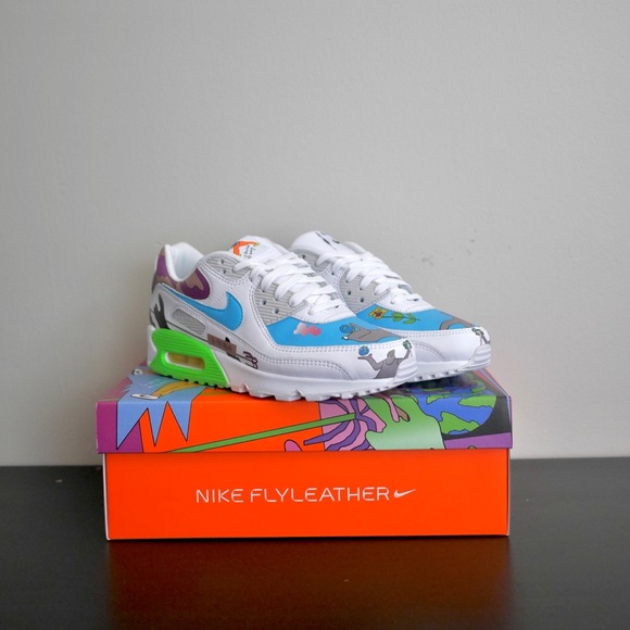 Nike x Ruohan Wang AirMax 90 FlyLeather CZ3992-900 - Picture 2 of 6